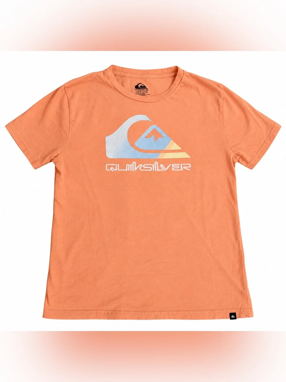 Quiksilver Orange Short-Sleeve Tee with Blue & Yellow Logo *RUNS BIG!*